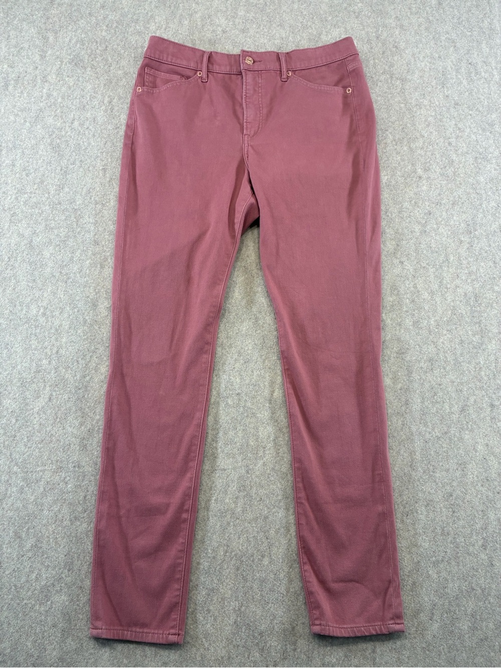 Express Women's Skinny High Rise Pink Denim Jeans 12L Tall 5-Pocket Button Zip